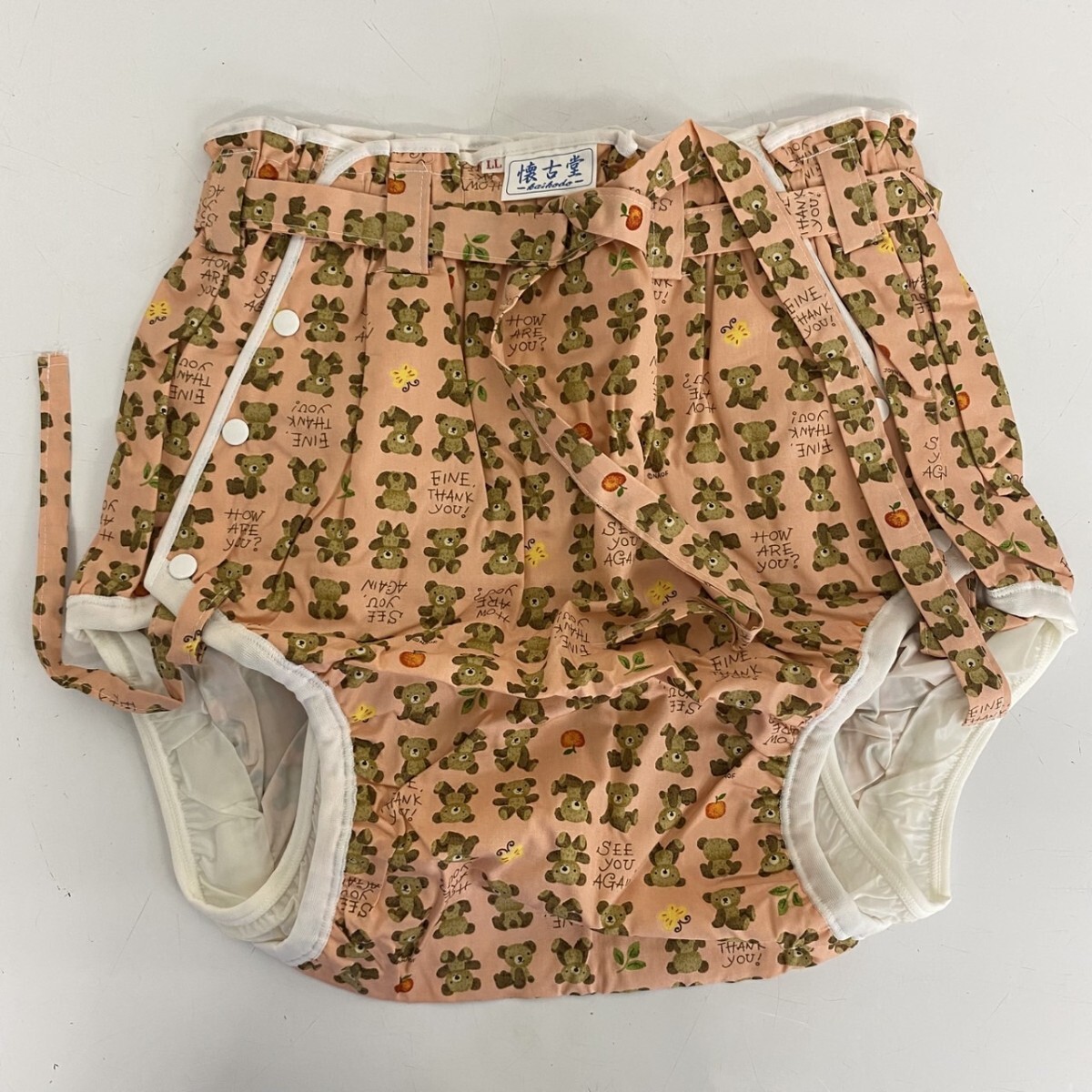 懐古　大人おむつカバー　Lサイズ　ブルー　金属ホック付　裏ソフトビニール　腰股紐 懐古 大人おむつカバー Lサイズ ブルー 金属ホック付 裏ソフト