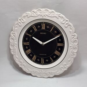 SEIKO セイコー トランジスター 掛時計 陶器フレーム φ30.5cm 昭和レトロ アンティーク 壁掛け時計 ジャンク