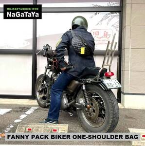 FANNY PACK ファニーパック ワンショルダーバッグ シンセティックレザー PU ブラック ボディBAG 撥水 防水 バイカーギア BIKERバッグ