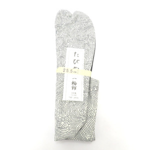 男性用 柄足袋 25.5cm 白色 波柄 底面黒色 日本製 たびや 一輪館 綿100% 4枚こはぜ メンズ 足袋 カジュアル 新品