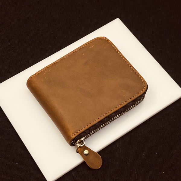 未使用 浅草革具 折り財布 ラウンドファスナー 牛革 ヌメ革 茶 パスケース付き VitaFelice 長財布 レディース ユニセックス ラウンドファスナー