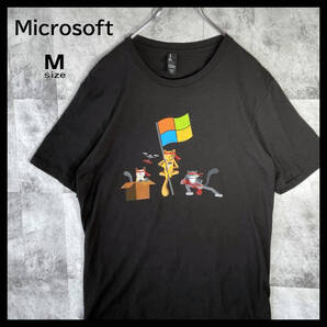 【USED】マイクロソフト Microsoft ニンジャキャット 企業 Tシャツ 古着 ブラック( Mサイズ ) ☆送料無料☆