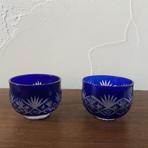 江戸切子 お猪口 2個セット ぐい呑み 切子グラス 盃 切子 おちょこ ペア 骨董品 年代物 時代物 古風 レトロ