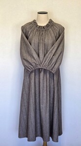 ★ハンドメイド★岡山井原産生地☆フリル襟のワンピース(ストライプ柄