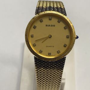 RADO ラドー 12ダイヤ ゴールド文字盤 121.9577.2 ラウンド 2針 ステンレス メッシュベルト メンズ 腕時計 稼働品
