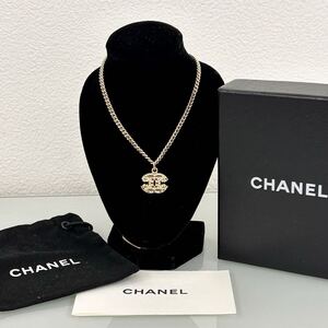 CHANEL シャネル ココマーク ボーダー柄×ラインストーン ネックレス 箱 保存袋付