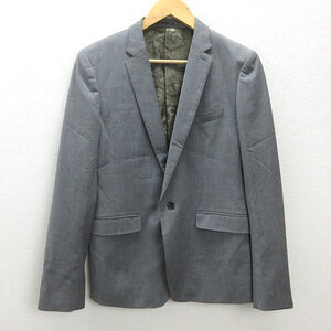 H■ナノユニバース/nano universe 1つボタン テーラードジャケット【L】灰色/MENS■101【中古】