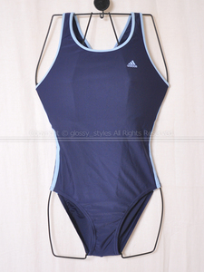 K2048-06■adidas アディダス サイドライン 女子スイミングスポーツ水着 紺×水色 M