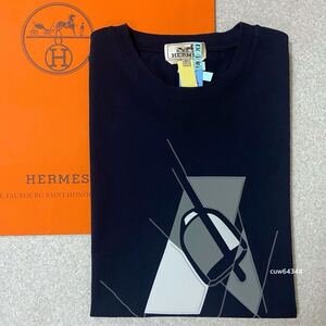 Бытовой подлинный 2024ss Очень красивый M (до L) Hermes Hermes Ettelier en Fragmont лоскутное короткий рукав футболка черный черный подлинный BOX