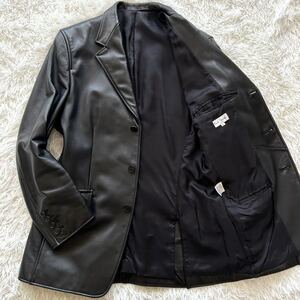 未使用級●希少L●Paul Smith ポールスミス レザージャケット テーラードジャケット 牛革 本革 黒 ブラック L相当 大きいサイズ