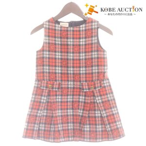 ■ グッチ ワンピース トップス ボトムス ノースリーブ チェック キッズ 5 (110/60) レッド系