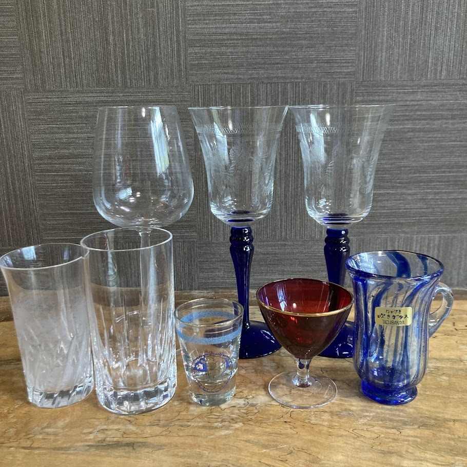 ボヘミアンガラスのカットガラス装飾グラス5個セット Bohemia Glass 5個セット ボヘミアンガラスのカットガラス装飾