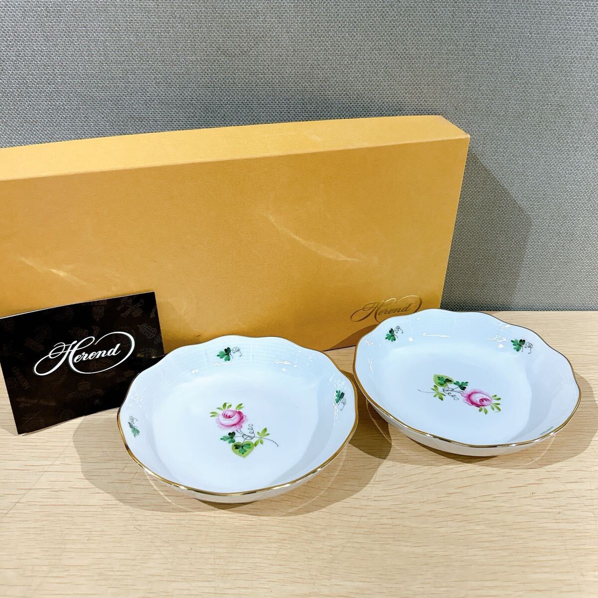 Herend ヘレンド　皿　花と鳥の皿　１９ｃｍ　未使用 純正BOX付 ヘレンド デザートプレート ミルフルール プレート