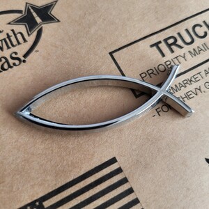 【シルバー】USDM ジーザスフィッシュ エンブレム ステッカー ジーザス キリスト Truckfield