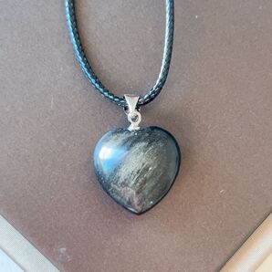 ◇ゴールデンオブシディアン(黒曜石)◇キャッツアイ効果◇ハート形◇ネックレス◇ペンダント◇パワーストーン◇天然石◇プレゼント040P9167