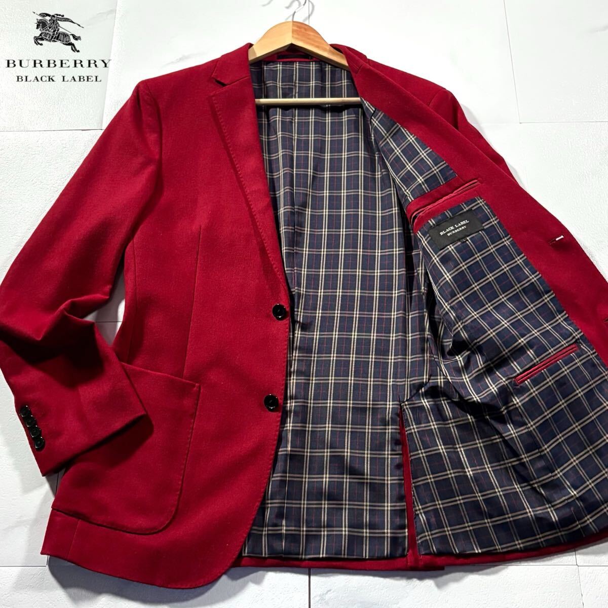 【希少】バーバリーブルーレーベル　裏地ノバチェック　アンゴラ　フォックス　コート BURBERRY BLUE LABEL♪アンゴラウールコート ノバチェック 36