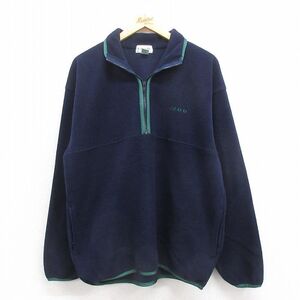 M/古着 IZOD 長袖 ハーフジップ フリース ジャケット メンズ 90s ワンポイントロゴ 紺他 ネイビー 25sep24 中古 アウター