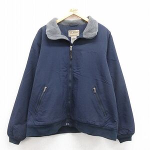 XL/古着 エルエルビーン LLBEAN 長袖 ナイロン ジャケット メンズ 00s ワンポイントロゴ 紺 ネイビー 内側フリース spe 25sep24 中古 アウ