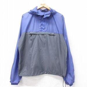 L/古着 パタゴニア patagonia 長袖 ハーフジップ ナイロン ジャケット アノラック パーカー メンズ 90s リップストップ ツートンカラー 薄