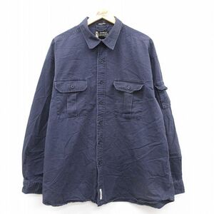 XL/古着 エディーバウアー 長袖 ブランド シャツ メンズ 00s 大きいサイズ ロング丈 コットン 紺 ネイビー 25sep20 中古 トップス