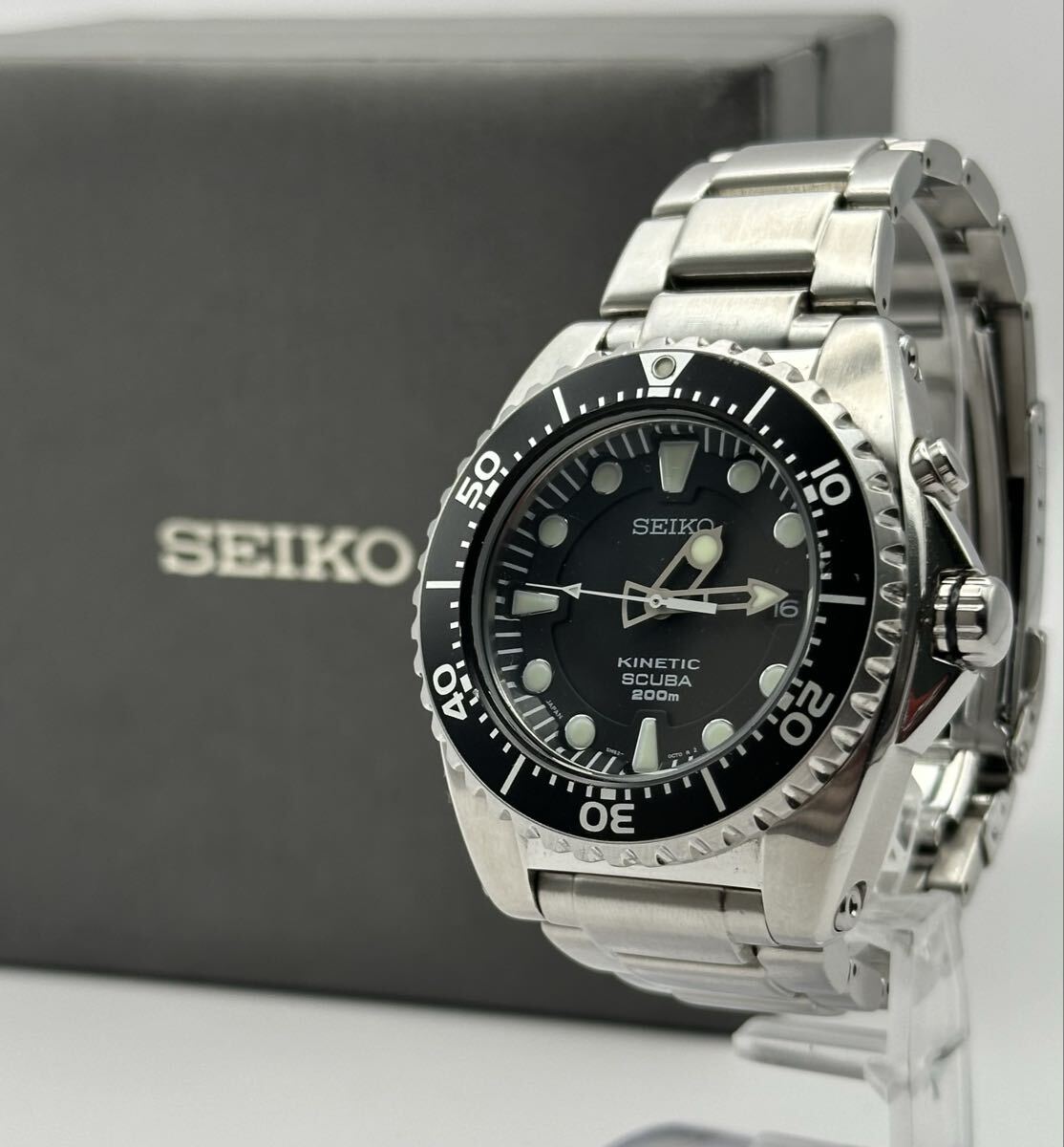 【不動品】SEIKO セイコー キネティック 自動巻き 腕時計　箱コマ付き セイコー キネティックってどんな機構？～充電方法、電池交換