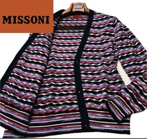 r7 凸凹立体のワッフル 定価20万 イタリア製!!●MISSONI 最高傑作ウールニット カーディガン ミッソーニ メンズ 大きいXL 未使用級