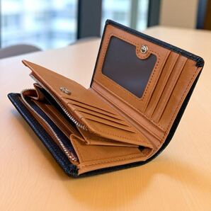 スプリットレザー 二つ折り財布 大容量 黒茶 メンズ レディース 小銭入れ