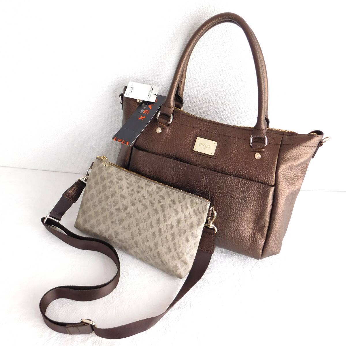 【レア】KRIZIA クリッツィア　ハンドバッグ　オーバルハンドル　濃茶 ツインセットバッグ(バッグ・ポーチ)｜EVEX by KRIZIA