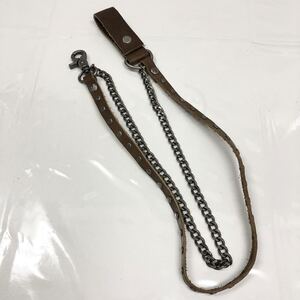 745 正規品 EVISU エヴィス エビス レザー ウォレットチェーン ブラウン 本革 メンズ 服飾小物 シルバー金具 スタッズ ヴィンテージ
