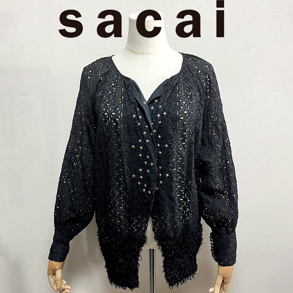 ZIMMERMANN カットワークレース リネン カーディガン 0 ブラック