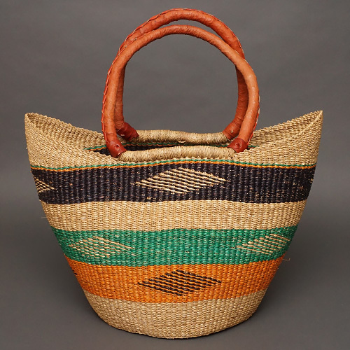 アフリカ　ブルキナファソ　猫耳　マルシェバスケット　Lサイズ　No.8　かご　か