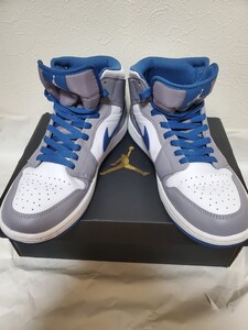 AIR JORDAN 1 MID TRUE BLUE 28cm セメントグレー/トゥルーブルー/ホワイト 美品 送料込み