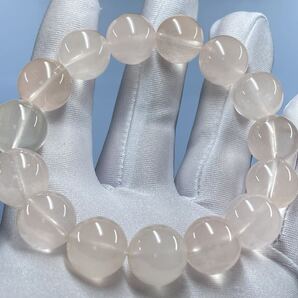 【一点もの】天然 ピンク クオーツ (フィリフォーム・クリスタル イン クオーツ) ブレスレット 約14.6mm-15.8mm 腕周り18cm 鑑別書つき