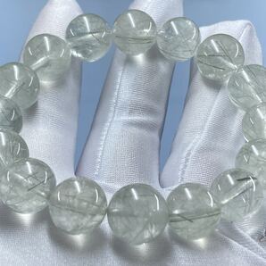 【激レア】ミントグリーン ザギ マウンテン クオーツ ブレスレット 約12.9mm-13.8mm 腕周り17cm 0913