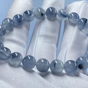 【とても綺麗】ブルー ザギ マウンテン クオーツ ブレスレット 約8.5mm-8.8mm 腕周り16cm 0912