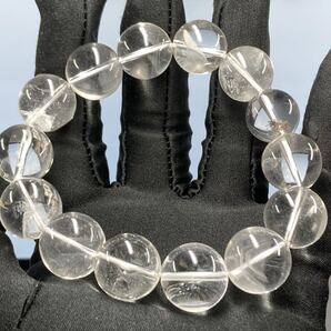 【激レア 一つのみ】ネパールでの手磨き ガネッシュヒマール産 ヒマラヤ水晶 ホワイトファントム ブレス 約15.6mm-17.8mm 腕周り18.5cm