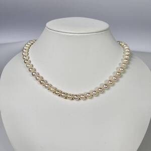 A5931 アコヤ真珠 ネックレス パール 約7.35mm 全長約44cm 総重量約33.85g SV シルバー アクセサリー ジュエリー