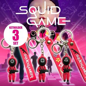 イカゲーム マスコット キーホルダー 3種セット ピンクガード 韓国 ドラマ 映画 サバイバル ホラー キーリング 雑貨 キャラクター