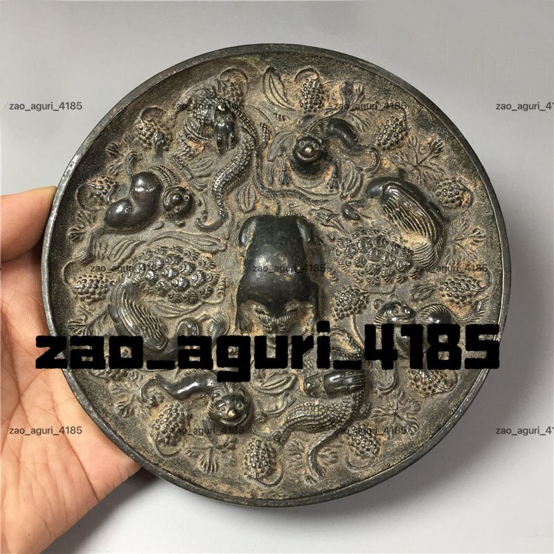 中国 銅鏡？深彫り 銅器 時代物 レア アンティーク 古物 詳細不明 Yahoo!オークション -「唐物 時代」(鏡) (銅製)の落札相場・落札価格
