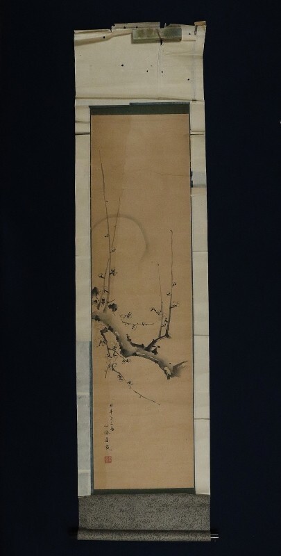 【真作】掛軸　鳥を見つめる良寛　禅の情景　静謐なる一幅　合箱入　S125 真作】掛軸 鳥を見つめる良寛 禅の情景 静謐なる一幅 合箱