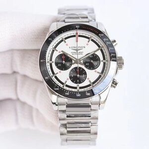 LONGINES ロンジン コンクエスト クロノグラフ ウォッチ 腕時計 自動巻き 42mm シルバー文字盤 L3.835.4.72.6