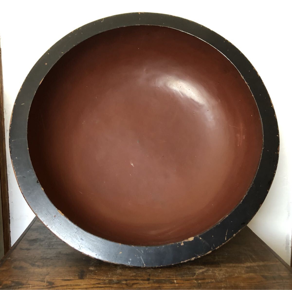 希少　ビンテージ　木製　こね鉢　くりぬき鉢　飾り　古物　古道具　手彫り　当時物 こね鉢 | 古物屋 壱両