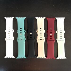 送料無料 6本セット Apple Watch バンド コンパチブル シリコン 42/44/45mm