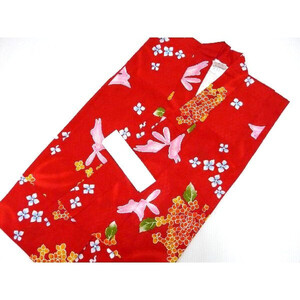 152 新品 女児 子供浴衣 赤地にうさぎ 120cm