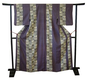 時代屋 裄64.4cm 着物通 好み 生紬 紬着尺 正絹 仕立上り 袷 150cm~156cm TT1141