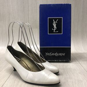 M301 FN-250919-1162 YVES SAINT LAURENT イヴサンローラン パンプス ヒール レザー レディース ホワイト 約23cm