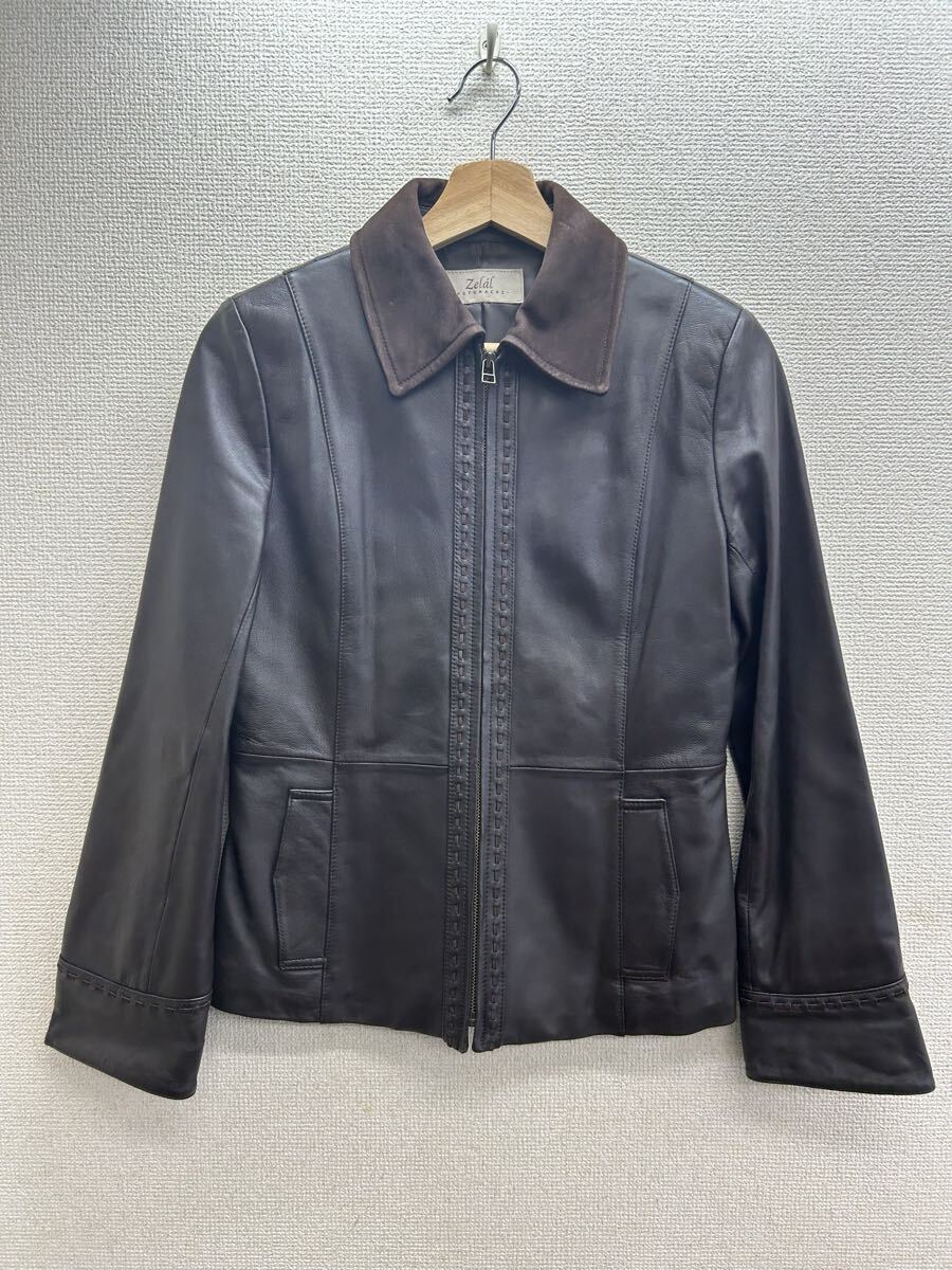 美品 元町ゼラール　zelal　ラムレザー　リバーシブルラウンドカラージャケット 元町ゼラール ソフトラムレザー リバーシブル ラウンドカラー