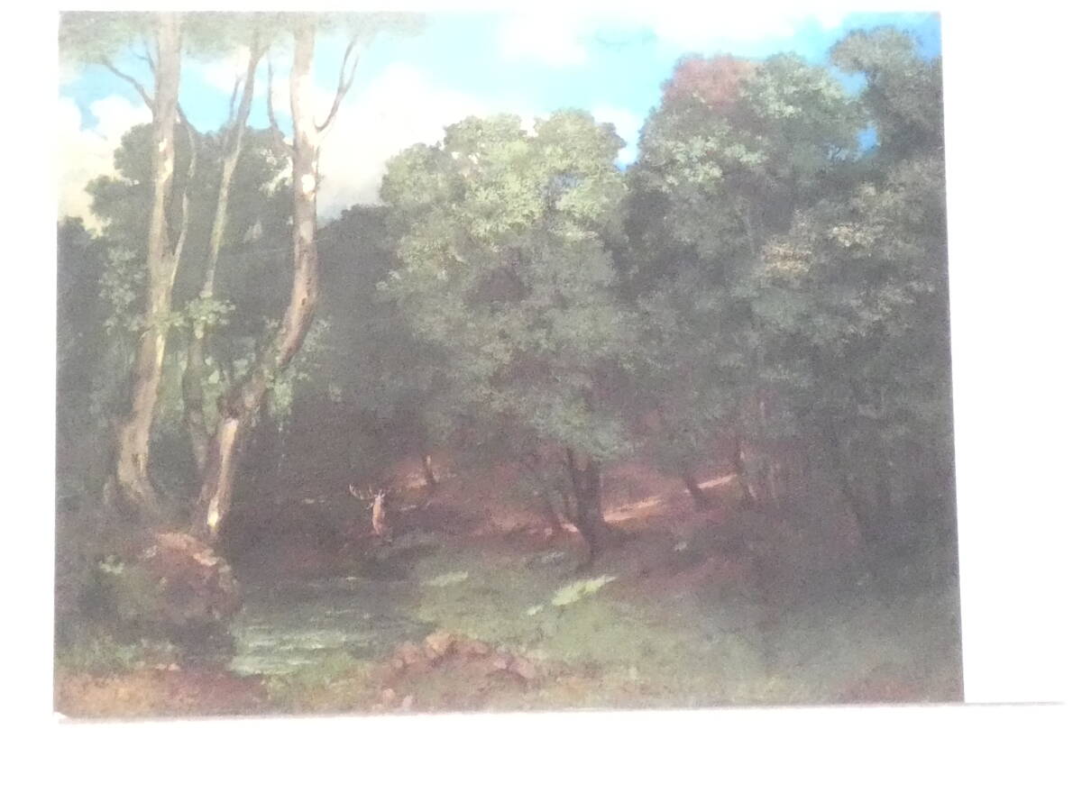 ギュースターヴ・クールベ、川辺の鹿、希少な額装用画集より ギュースターヴ・クールベ、川辺の鹿、希少な額装用画集より