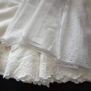 ★カフェカーテン 4組セット アイボリー ホワイト 白 コットン レース