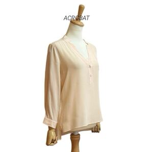 【ACROBAT】 シルク100% Vネック プルオーバーブラウス